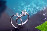 0.90 Carat (ctw) 10k White Gold Round Blue Diamond Ladies Swirl Bridal Engagement Ring Matching Band Set