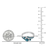 0.90 Carat (ctw) 10k White Gold Round Blue Diamond Ladies Swirl Bridal Engagement Ring Matching Band Set