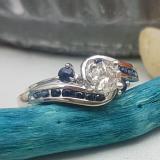 0.90 Carat (ctw) 10k White Gold Round Blue Sapphire And White Diamond Ladies Swirl Bridal Engagement Ring Matching Band Set