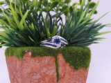 0.90 Carat (ctw) 10k White Gold Round Blue Sapphire Ladies Swirl Bridal Engagement Ring Matching Band Set