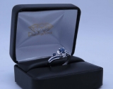 0.90 Carat (ctw) 10k White Gold Round Blue Sapphire Ladies Swirl Bridal Engagement Ring Matching Band Set