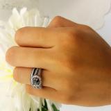 1.25 Carat (ctw) Black Rhodium Plated 18k White Gold Round White And Black Diamond Ladies Split Shank Halo Style Bridal Engagement Ring Set With Matching Band 1 1/4 CT