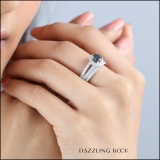 1.25 Carat (ctw) 14k White Gold Round White And Black Diamond Ladies Split Shank Halo Style Bridal Engagement Ring Set With Matching Band 1 1/4 CT