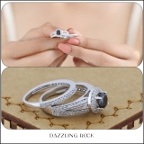 1.25 Carat (ctw) 14k White Gold Round White And Black Diamond Ladies Split Shank Halo Style Bridal Engagement Ring Set With Matching Band 1 1/4 CT
