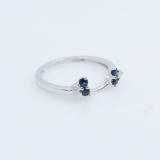 Round Blue Sapphire & White Diamond Anniversary Wedding Ring Matching Guard Band for Women (White Diamond 0.10 ctw Color I-J Clarity I2-I3) in 10K White Gold