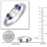 Round Blue Sapphire & White Diamond Anniversary Wedding Ring Matching Guard Band for Women (White Diamond 0.10 ctw Color I-J Clarity I2-I3) in 10K White Gold