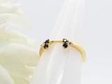 Round Blue Sapphire & White Diamond Anniversary Wedding Ring Matching Guard Band for Women (White Diamond 0.10 ctw Color I-J Clarity I1-I2) in 18K Yellow Gold