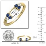 Round Blue Sapphire & White Diamond Anniversary Wedding Ring Matching Guard Band for Women (White Diamond 0.10 ctw Color I-J Clarity I1-I2) in 18K Yellow Gold