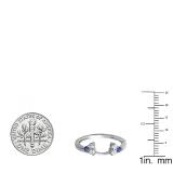 0.30 Carat (ctw) 14K White Gold Round White Diamond And Blue Sapphire Ladies Anniversary Wedding Ring Matching Guard Band 1/3 CT