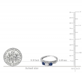 1.00 Carat (ctw) 14k White Gold Round White Diamond And Blue Sapphire Ladies Vintage Bridal 3 Stone Engagement Ring