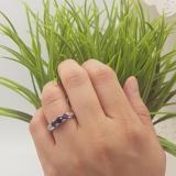 1.00 Carat (ctw) 18k White Gold Round White Diamond And Blue Sapphire Ladies Vintage Bridal 3 Stone Engagement Ring