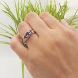 1.00 Carat (ctw) 14k White Gold Round White Diamond And Blue Sapphire Ladies Vintage Bridal 3 Stone Engagement Ring