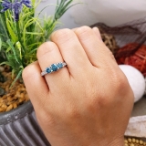 1.50 Carat (ctw) 14K White Gold Round White And Blue Diamond 3 Stone Ladies Bridal Engagement Ring