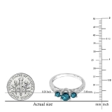 1.50 Carat (ctw) 14K White Gold Round White And Blue Diamond 3 Stone Ladies Bridal Engagement Ring