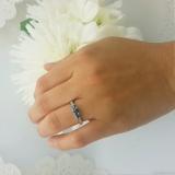 1.00 Carat (ctw) 14k White Gold Round White And Blue Diamond 3 Stone Ladies Bridal Engagement Ring