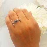 1.00 Carat (ctw) 14k White Gold Round White And Blue Diamond 3 Stone Ladies Bridal Engagement Ring