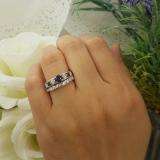1.54 Carat (ctw) 14k White Gold Princess & Round White Diamond And Blue Sapphire Ladies Bridal Ring Set Engagement Set 1 1/2 CT