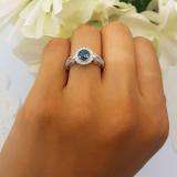 1.00 Carat (ctw) 10k Yellow Gold Round Blue & White Diamond Ladies Halo Bridal Engagement Ring Set Matching Band 0.40 CT Center included