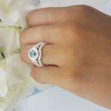 1.00 Carat (ctw) 10k Yellow Gold Round Blue & White Diamond Ladies Halo Bridal Engagement Ring Set Matching Band 0.40 CT Center included
