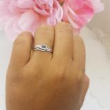 0.25 Carat (ctw) 18k White Gold Round Blue Sapphire And White Diamond Ladies Bridal Promise Engagement Wedding Set Ring with Matching Band 1/4 CT