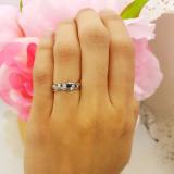0.25 Carat (ctw) 14k White Gold Round Blue Sapphire And White Diamond Ladies Bridal Promise Engagement Wedding Set Ring with Matching Band 1/4 CT