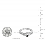 0.33 Carat (ctw) 14k White Gold Round Black And White Diamond Ladies Halo Style Bridal Engagement Ring Matching Band Set 1/3 CT