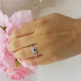 0.33 Carat (ctw) 10k White Gold Round Blue Sapphire And White Diamond Ladies Halo Style Bridal Engagement Ring Matching Band Set 1/3 CT