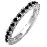 1.00 Carat (ctw) 14K White Gold Round Black Diamond Eternity Sizeable Stackable Ring Anniversary Wedding Band
