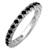 1.00 Carat (ctw) 14K White Gold Round Black Diamond Eternity Sizeable Stackable Ring Anniversary Wedding Band