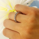 1.00 Carat (ctw) 14K White Gold Round Black Diamond Eternity Sizeable Stackable Ring Anniversary Wedding Band