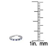 1.00 Carat (ctw) 14K White Gold Round Blue Sapphire And White Diamond Eternity Sizeable Stackable Ring Anniversary Wedding Band