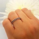 1.10 Carat (ctw) 14K White Gold Round Blue Sapphire Eternity Sizeable Stackable Ring Anniversary Wedding Band 1 CT