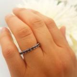 1.10 Carat (ctw) 14K White Gold Round Blue Sapphire Eternity Sizeable Stackable Ring Anniversary Wedding Band 1 CT