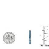 0.50 Carat (ctw) 10k White Gold Round Blue Diamond Ladies Hoop Earrings 1/2 CT