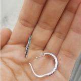 0.50 Carat (ctw) 10k White Gold Round Blue Diamond Ladies Hoop Earrings 1/2 CT