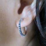 0.50 Carat (ctw) 10k White Gold Round Blue Sapphire Ladies Hoop Earrings 1/2 CT
