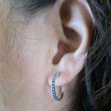 0.50 Carat (ctw) 10k White Gold Round Blue Sapphire Ladies Hoop Earrings 1/2 CT