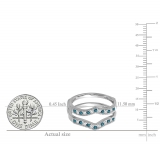 0.45 Carat (ctw) 10k White Gold Round White & Blue Diamond Ladies Milgrain Anniversary Wedding Band Guard Double Ring 1/2 CT
