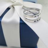 0.45 Carat (ctw) 10k White Gold Round White Diamond & Blue Sapphire Ladies Milgrain Anniversary Wedding Band Guard Double Ring 1/2 CT
