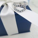 0.45 Carat (ctw) 14k White Gold Round White Diamond & Blue Sapphire Ladies Milgrain Anniversary Wedding Band Guard Double Ring 1/2 CT
