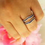 0.45 Carat (ctw) 14k White Gold Round Blue Sapphire Ladies Milgrain Anniversary Wedding Band Guard Double Ring 1/2 CT