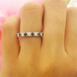 1.50 Carat (ctw) 14K White Gold Round White Diamond & Blue Sapphire Ladies Eternity Wedding Anniversary Stackable Ring Band 1 1/2 CT