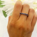 1.80 Carat (ctw) 10K White Gold Round Blue Sapphire Ladies Eternity Wedding Anniversary Stackable Ring Band 1 3/4 CT
