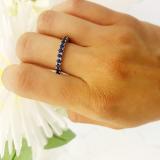 1.80 Carat (ctw) 14K White Gold Round Blue Sapphire Ladies Eternity Wedding Anniversary Stackable Ring Band 1 3/4 CT