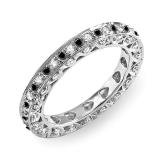 1.00 Carat (ctw) 18k White Gold Round White & Black Diamond Ladies Eternity Anniversary Wedding Band Stackable Ring 1 CT
