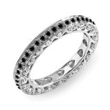 1.00 Carat (ctw) 14k White Gold Round White & Black Diamond Ladies Eternity Anniversary Wedding Band Stackable Ring 1 CT