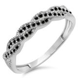 0.25 Carat (ctw) 14k White Gold Round Black Diamond Ladies Anniversary Wedding Stackable Band Swirl Ring 1/4 CT