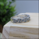 0.25 Carat (ctw) 10k White Gold Round White & Blue Diamond Ladies Anniversary Wedding Stackable Band Swirl Ring 1/4 CT