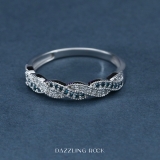 0.25 Carat (ctw) 14k White Gold Round White & Blue Diamond Ladies Anniversary Wedding Stackable Band Swirl Ring 1/4 CT