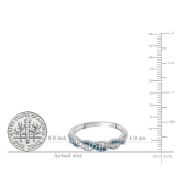 0.25 Carat (ctw) 14k White Gold Round White & Blue Diamond Ladies Anniversary Wedding Stackable Band Swirl Ring 1/4 CT